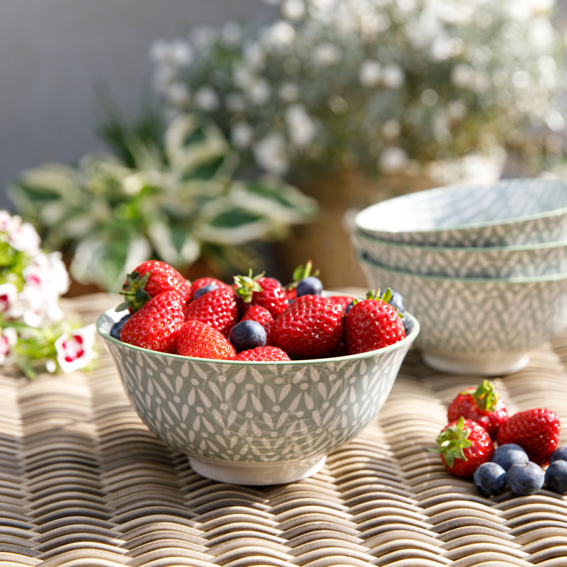 KitchenCraft Light Grey Pattern Ceramic Bowls
