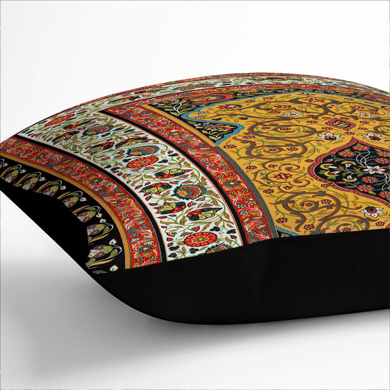 Damask Square Throw Cushion, 55 x 55 cm, Black