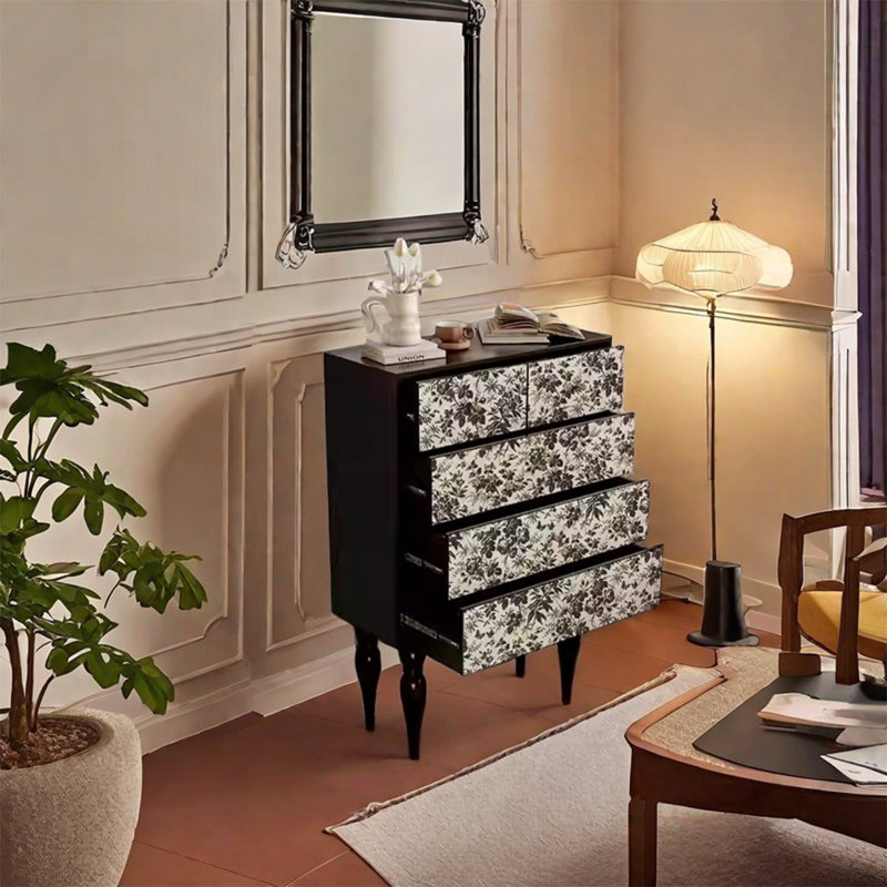 Walnut Storage Cabinet with Multiple Drawers