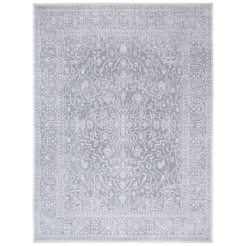 Calidia Floral Light Gray/Cream Area Rug, Rectangle 8' x 10'