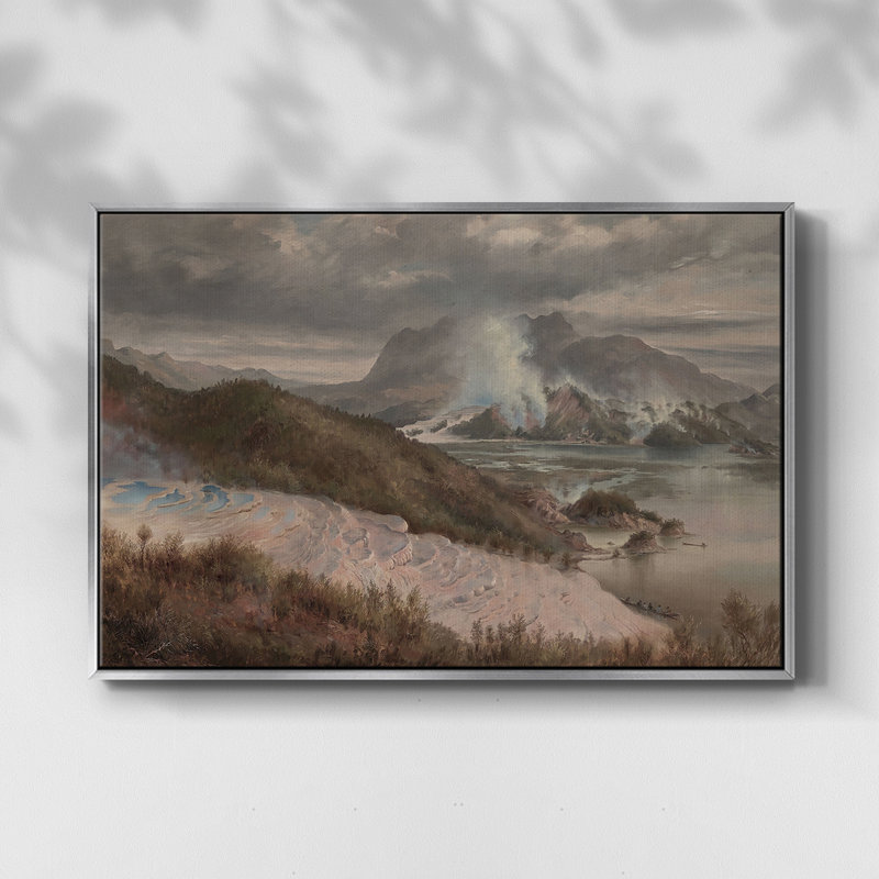 Paysage rétro - CDXCV III, Toile avec cadre flottant or, H 25 po x l 37 po x P 2 po
