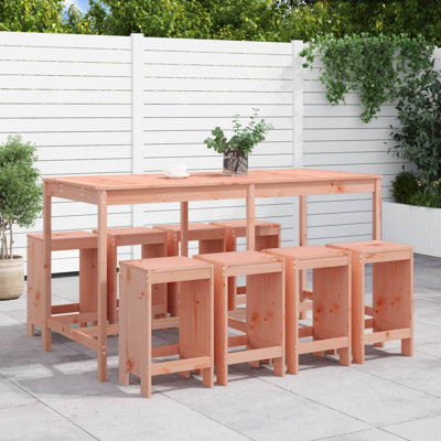 Azury Solid Wood Wicker Bar Set with Stools