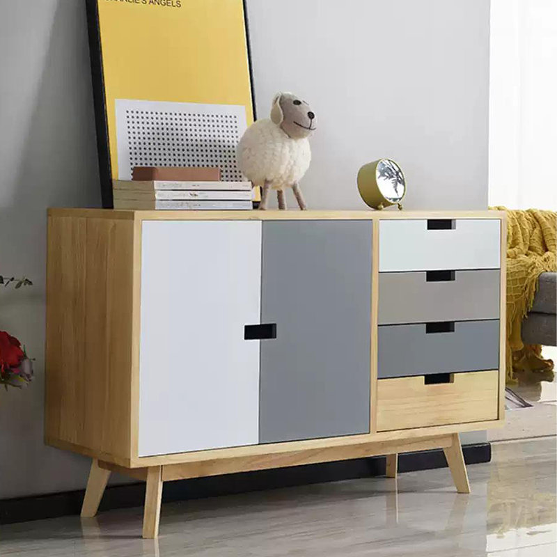 Simple solid wood locker against the wall, Brown/White/Gray