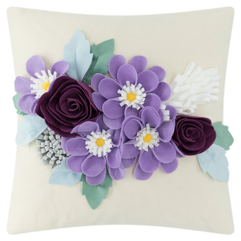3D Flower Throw Pillow Cover Appliqued Decorative Accent Pillow Case Handmade Cushion Cover JWH