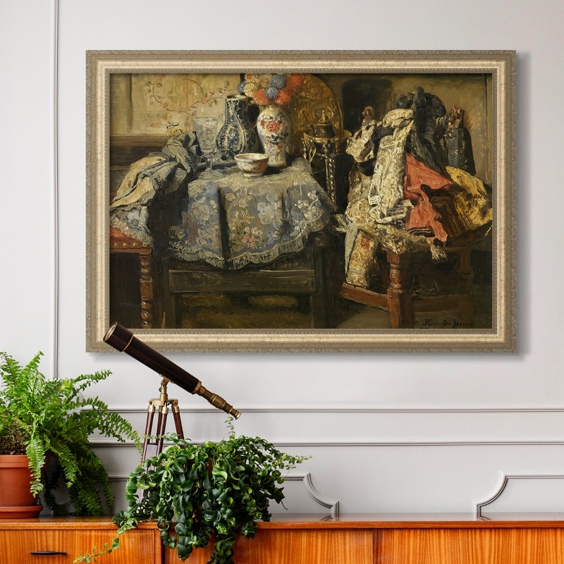 Still Life Requisites, 1885 - Henri de Braekeleer - Toile encadrée sur mesure, 24x34 INNER SIZE, Framed Canvas