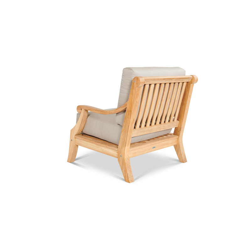 Sonoma Teak Club Chair With Cushion In Antique Beige, Canvas Navy Sunbrella® Canvas, Natural Sanded