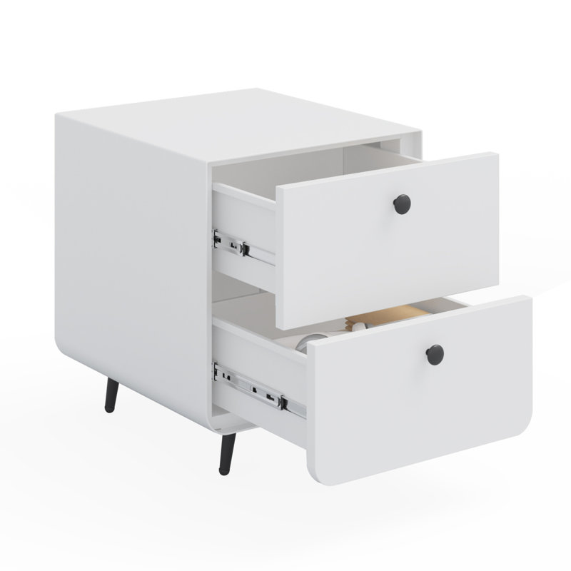 Modern Night Stand Storage Cabinet For Living Room Bedroom, Steel Cabinet With 2 Drawers,Bedside Furniture