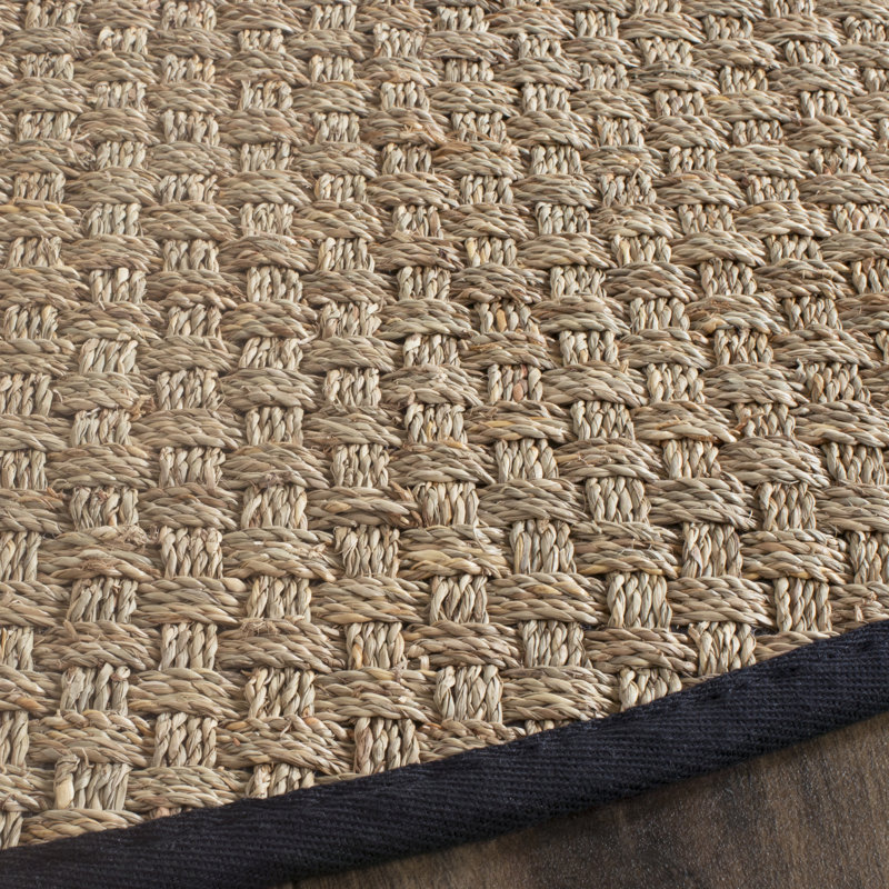 Delapena Natural Fiber Seagrass Rug, Natural/Black, Round 152 cm