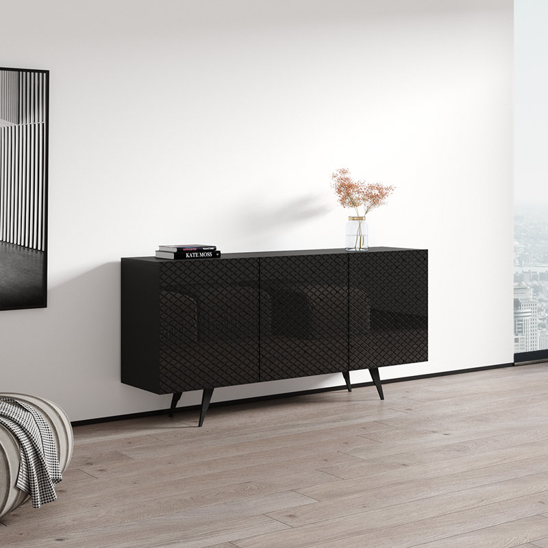 Buffet en filet avec finition ultrabrillante, Noir