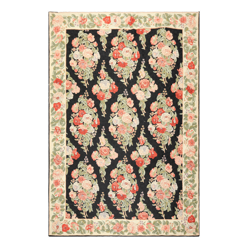 Tapis gris anthracite en laine tissé à la main 6x9