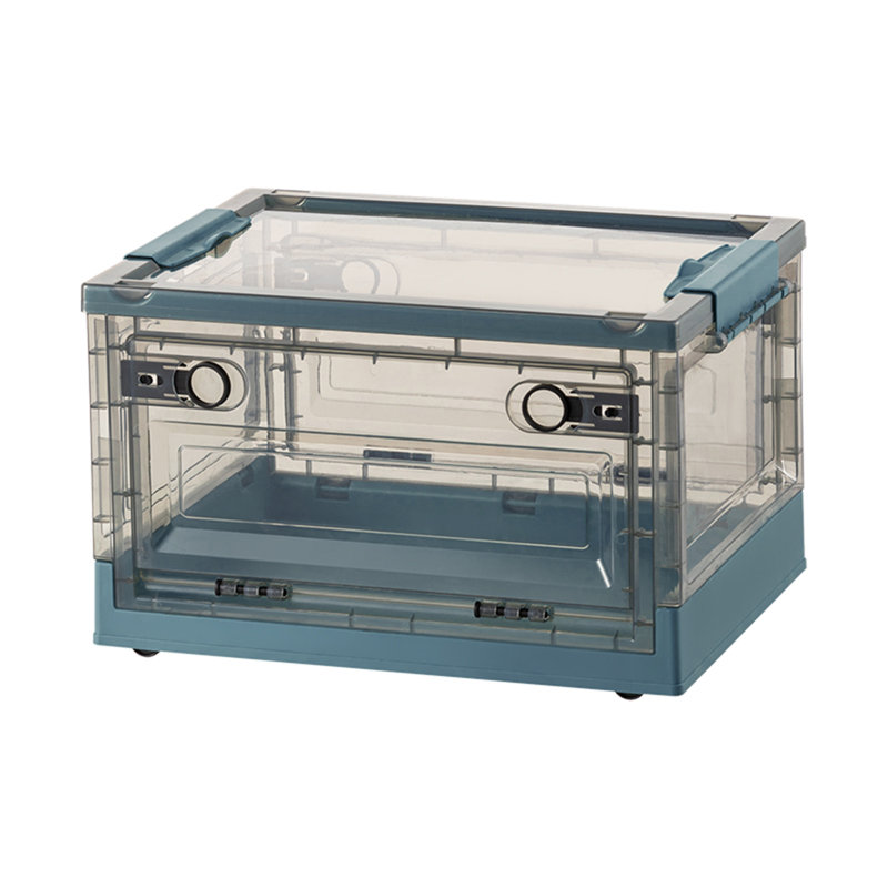 Clothes Storage Box with Lid Large Capacity Stackable Storage Container Heavy Duty Plastic, Blue