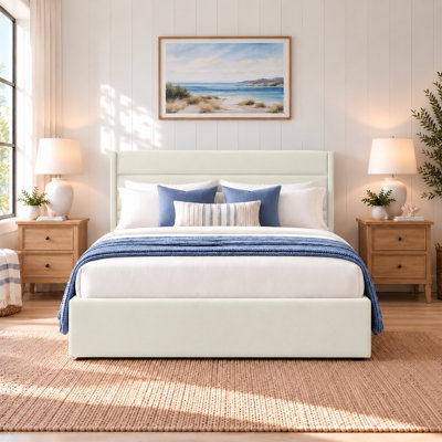 Denicolais Hydraulic Lift Up Upholstered Storage Bed with Wingback Headboard