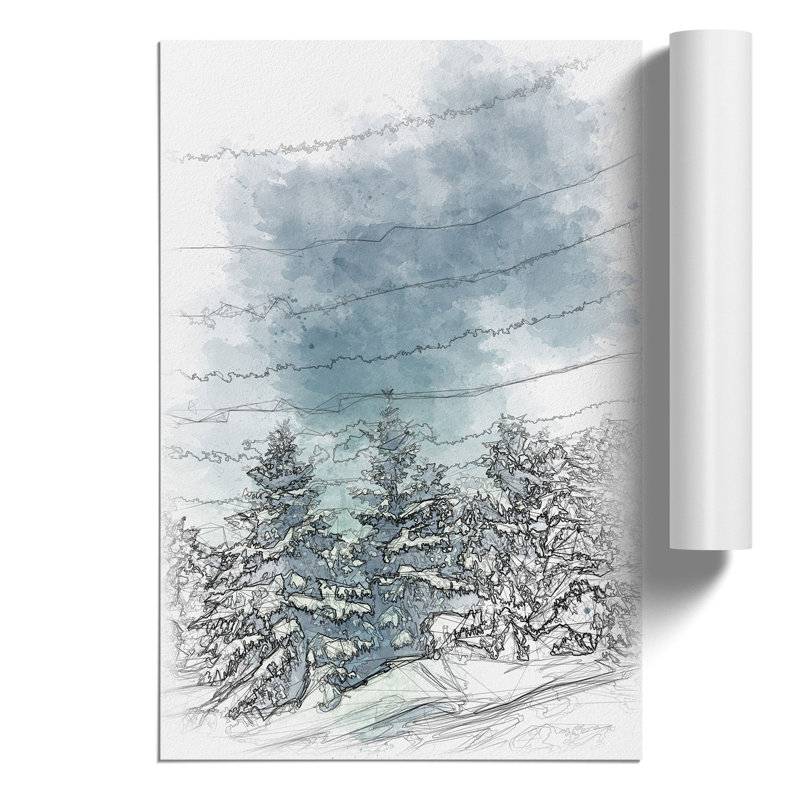 Winter Forest Sketch - Frameless Print, 42cm H x 30cm W x 0.1cm D
