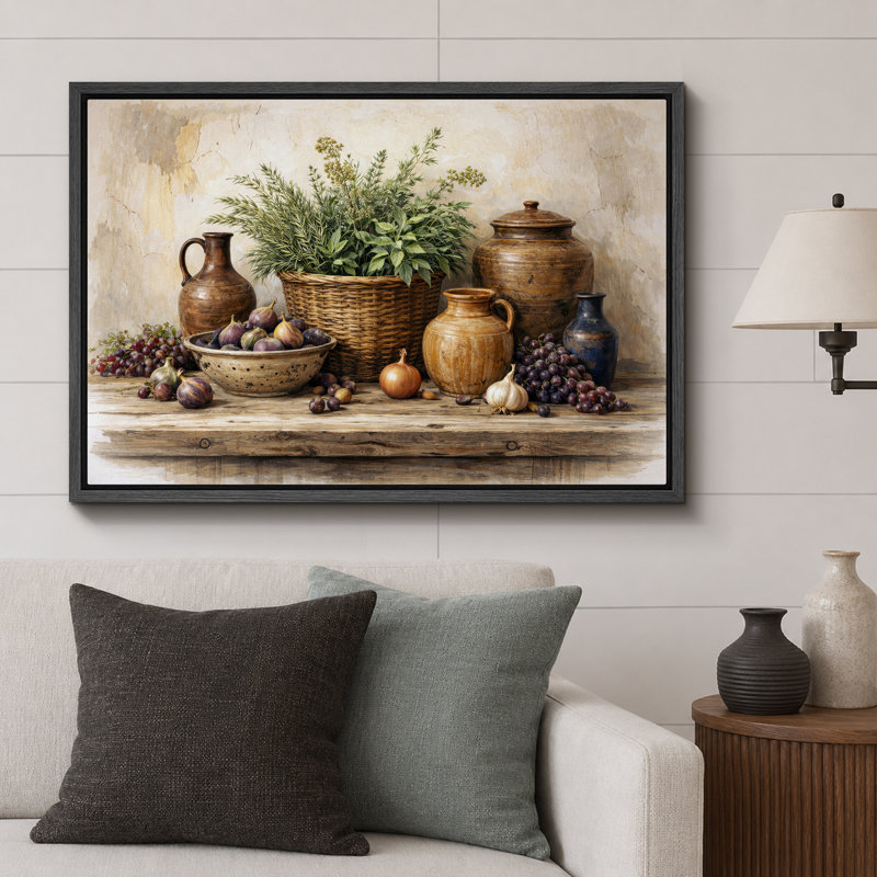 «Rustic Harvest Artwork Farmhouse Kitchen», reproduction d'art sur toile encadrée, H 24 po x l 36 po x P 1,5 po, Cadre noir