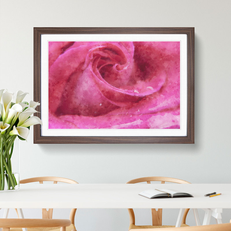 Pink Rose Flower Vol.8 - Framed Print, 27cm H x 36cm W x 2cm D, Walnut Framed