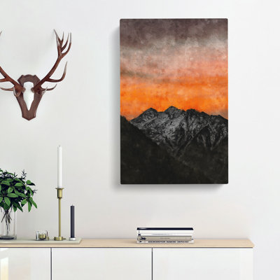 Orange Sky Above Mountains In Italy - Wrapped Canvas Painting
