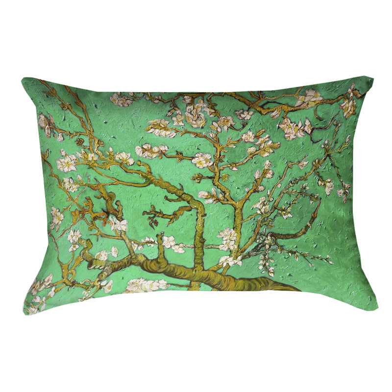 Vincent Van Gogh Floral Outdoor Reversible Throw Pillow, Green