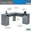 Bureau d'ordinateur en L Aspasia