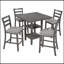 Ensemble de salle à manger 5 pièces à hauteur de comptoir en bois avec chaises rembourrées et étagères de rangement-1251478676