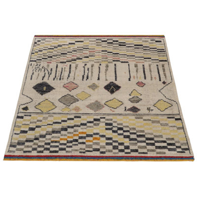 Moroccan Hand Knotted Geometric Area Rug