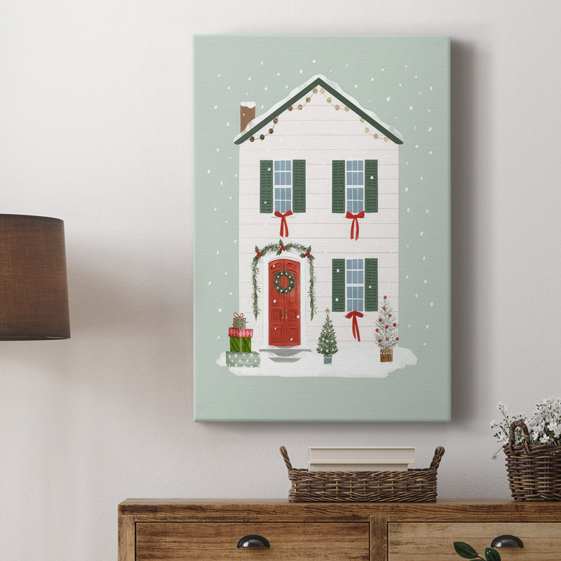 Festive Front Door III -Custom Wrapped Gallery Cavas, 18" H x 12" W