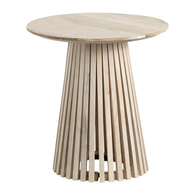 Cosper Bleached Wood Round Accent_End Table