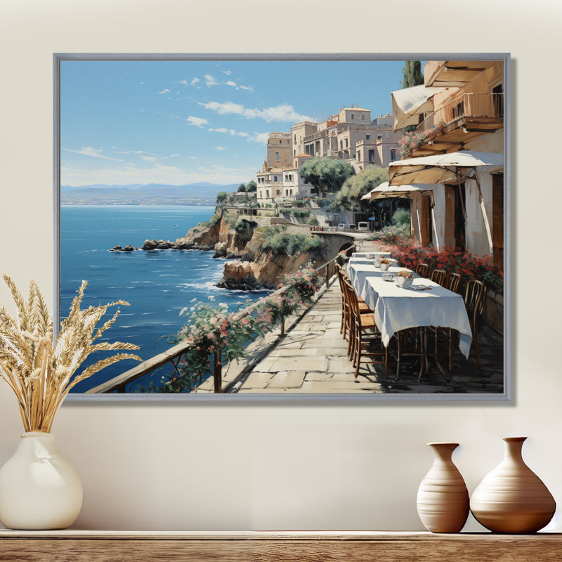 Italie, Amalfi Coast Romance - Italie, art mural, H 12 po x l 20 po x P 1 po, Encadrement argenté
