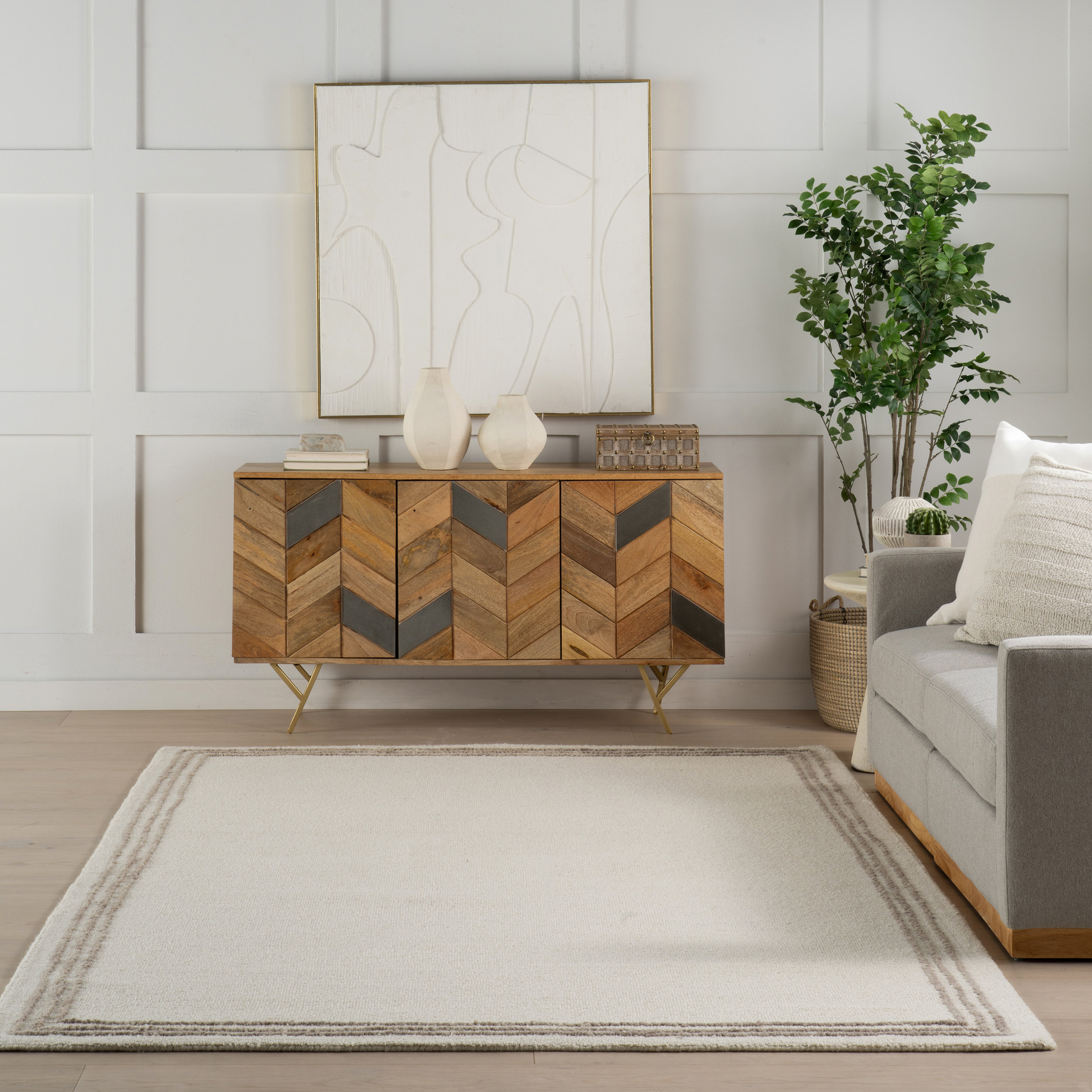 Bordered Wool Rug Wildon Home® Juliette Roan Bordered Wool Rug - Wayfair Canada