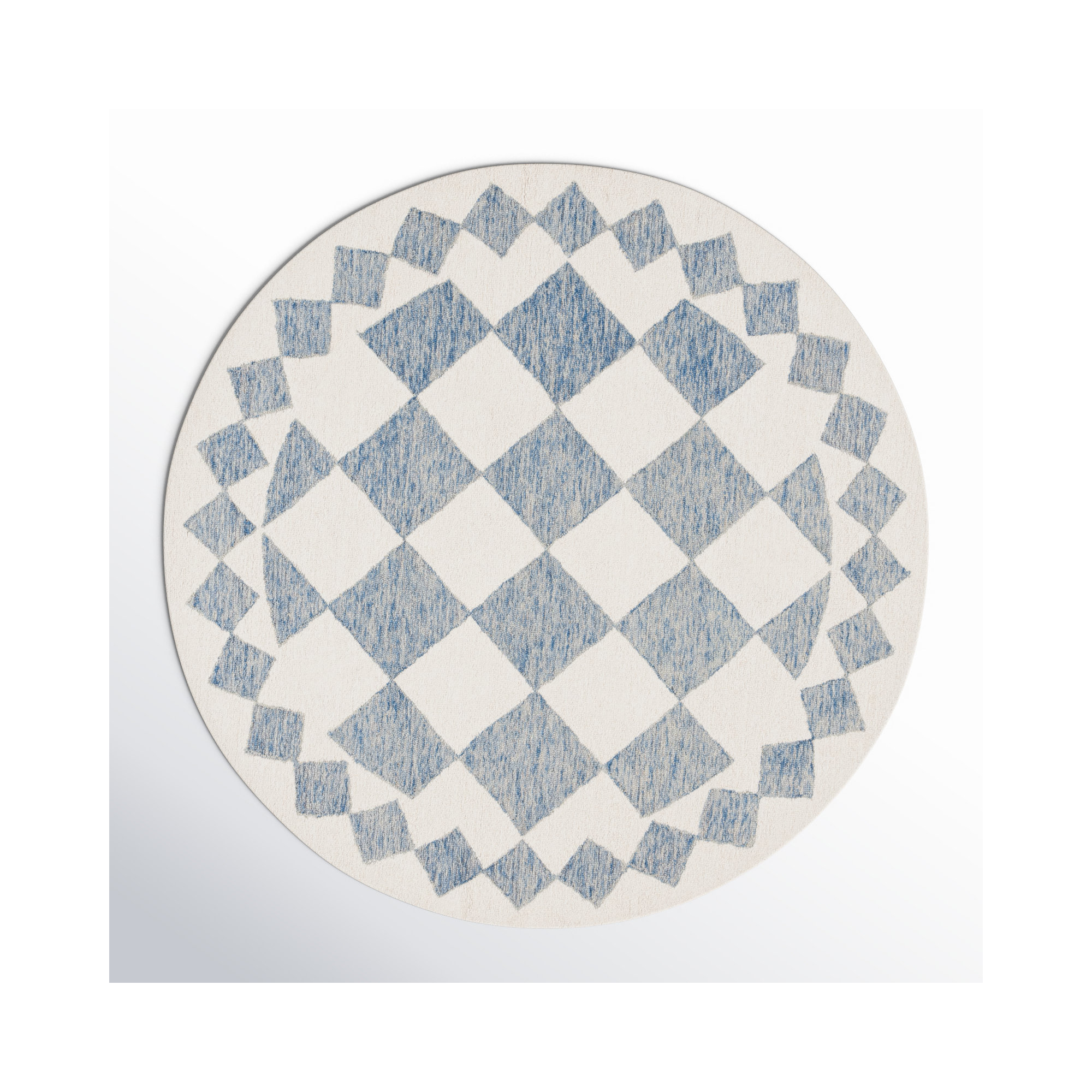 Claude Handmade Blue / Ivory Rug, Round 6'