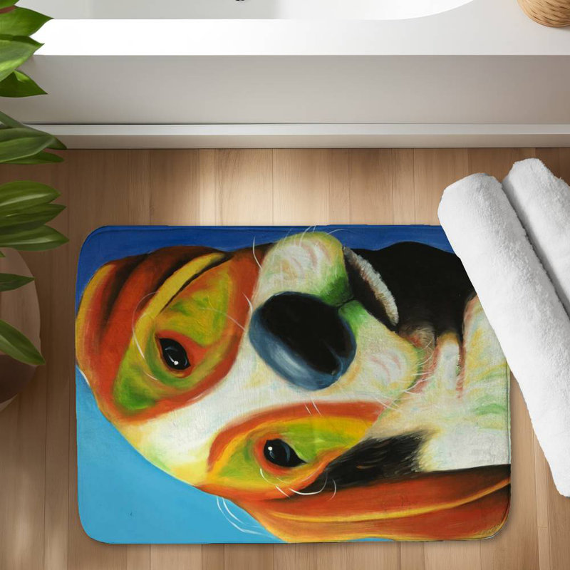Colorful beagle dog Bath Mat with Non-Slip Backing - Quick Dry Memory Foam Bathroom Rug - Absorbent - Modern Plush Spa-Style - Machine Washable