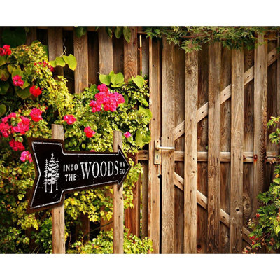 Into the Woods Arrow - plaque murale en métal rustique pour l'extérieur