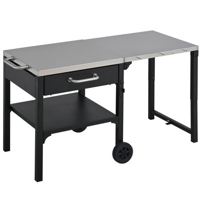 Chariot de cuisine avec chariot pliable et plateau de rangement pour la cour arrière