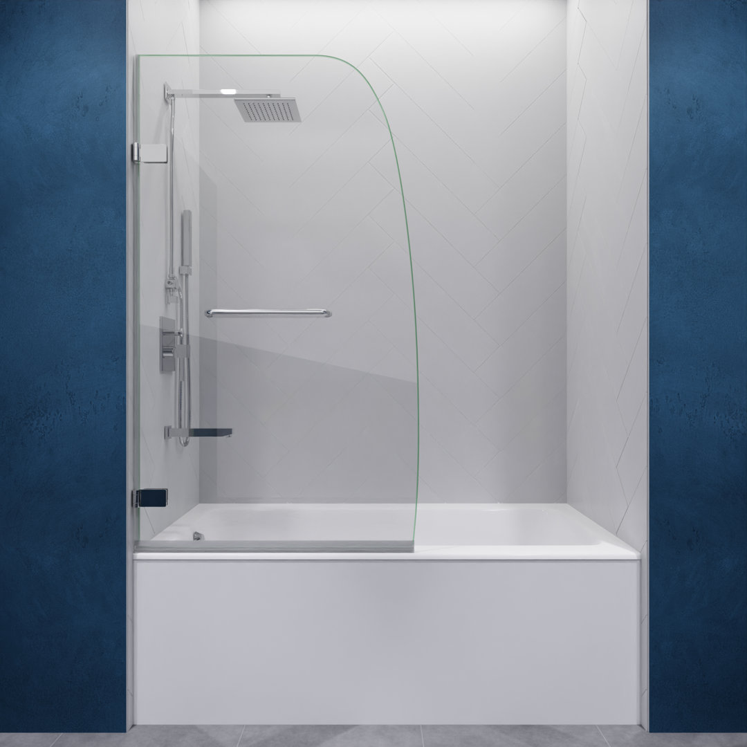 Vensea 31.5" W x 58" H Hinged Frameless Tub Door with Tsunami Guard ANZZI 