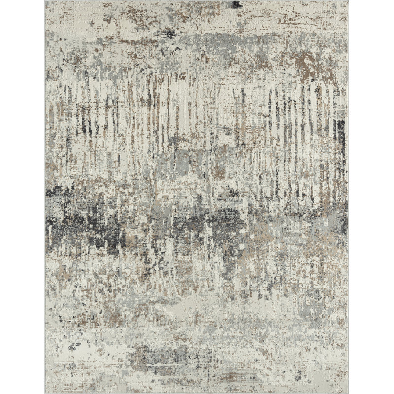 Tapis gris à motif abstrait Broshouse, Rectangle 8 pi 6 po x 11 pi 6 po