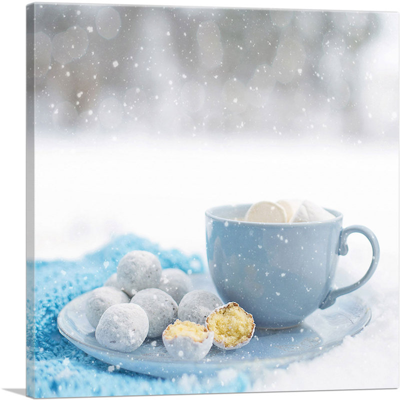 «Coffee Cup with Cookies Coffee Shop Decor», reproduction de photo sur toile tendue, H 36 po x l 36 po x 1,5 po
