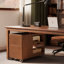 Bureau rectangulaire en bois massif brun noisette avec 2 tiroirs-1545536662