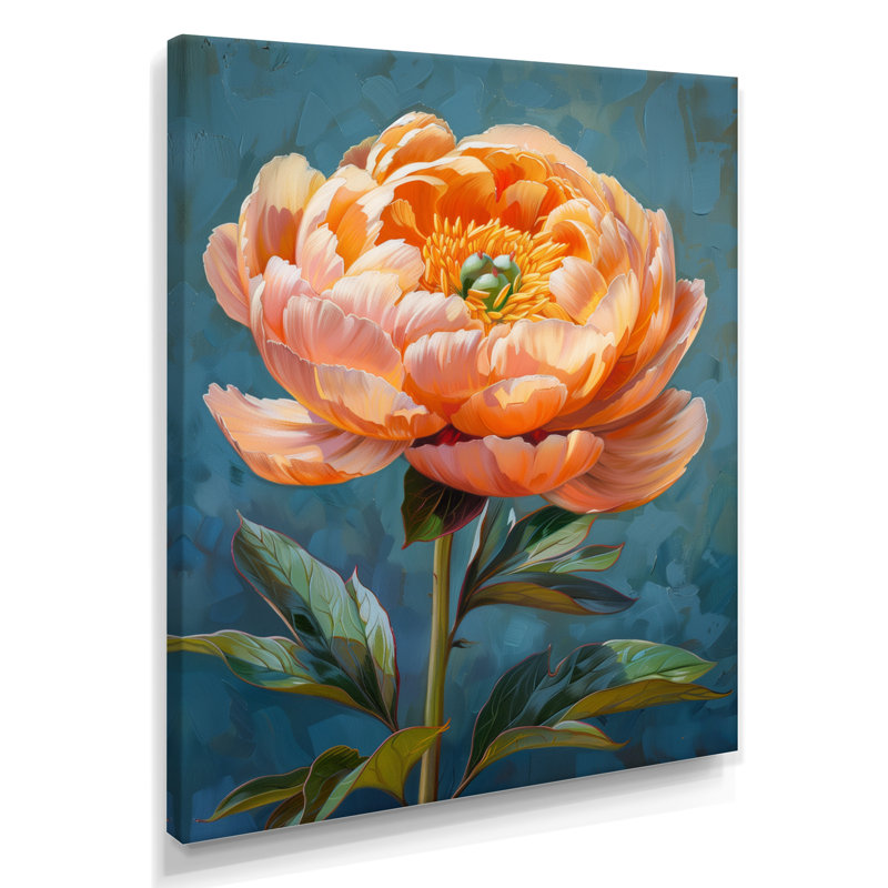 Ylann - Pivoines, art mural, salon, H 24 po x l 32 po, Toile tendue