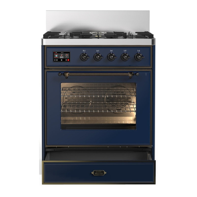 Majestic III Series 30 Inch Dual Fuel Range with 5 Sealed Burners in Emerald Green (Natural Gas, Burnished Trim), Burnished