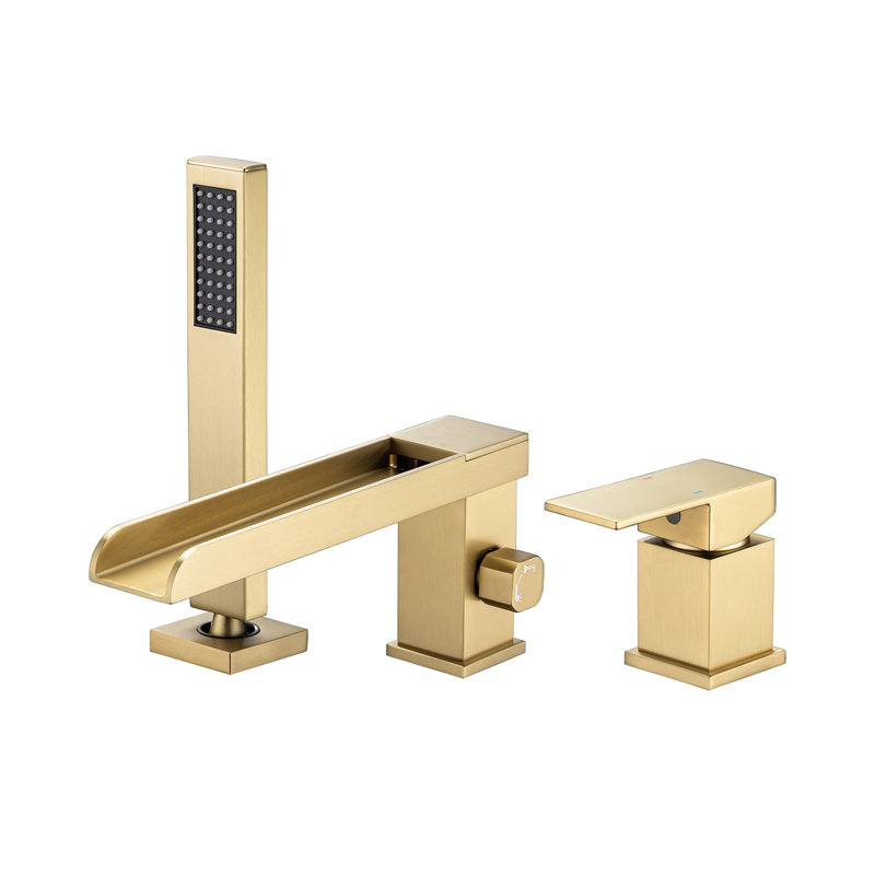 1 Handle Wall Waterfall Faucet with Diverter, Brushed Gold