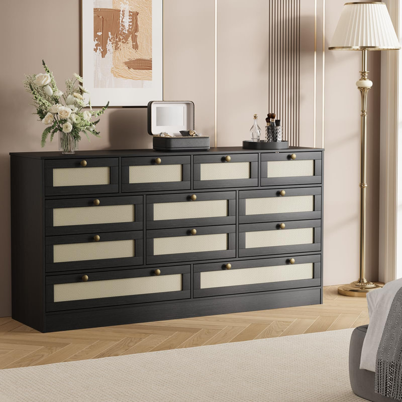 Commode 12 tiroirs Modern, Noir