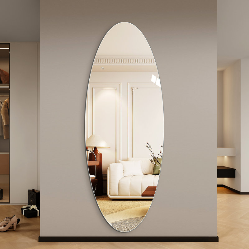 65" X 24" Oval Glass Mirror, 5Mm Copper-, -, For Dressing And Room Styling Full Length Wall Copper- Silver Glass, , Hd Reflection, Entryway, Bedroom & Salon