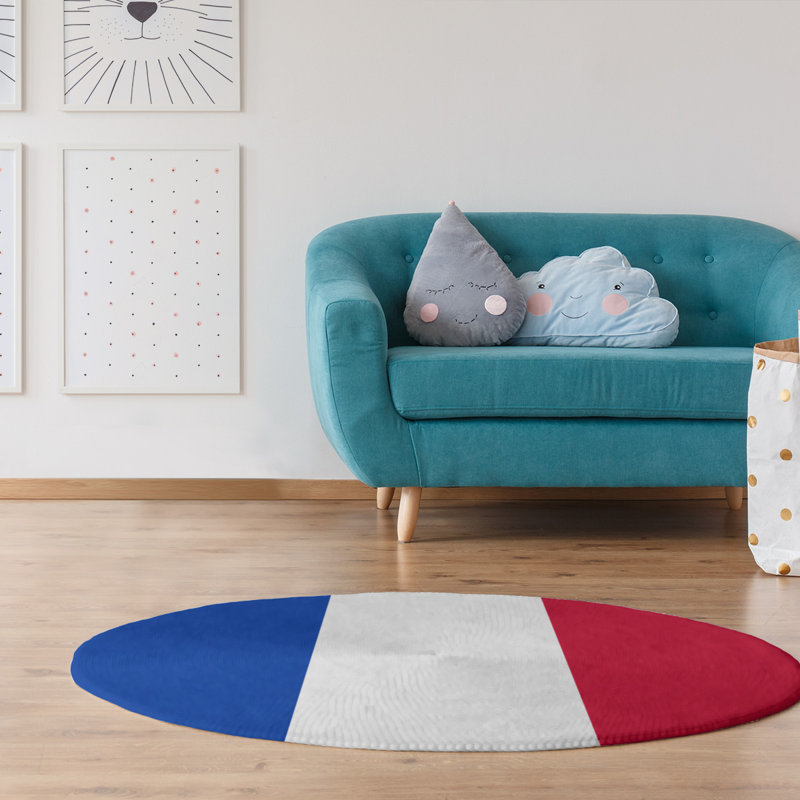 Tapis bleu à rayures de hockey national, Rond 5 pi