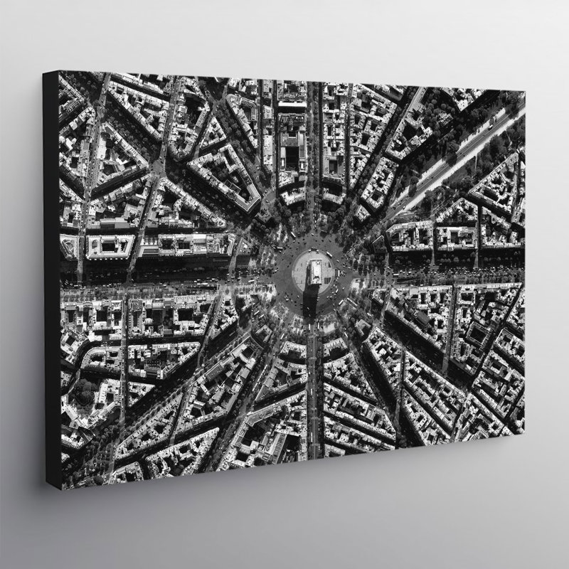 Arc De Triomphe Paris France From Above - Wrapped Canvas Print, 30.5cm H x 41cm W x 4cm D