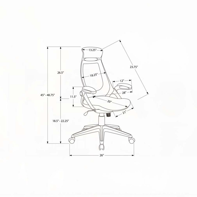 Office Chair,Adjustable Height,Swivel,Ergonomic,Armrests,Computer Desk,Work,Black Leather Look,Black Metal,Contemporary,