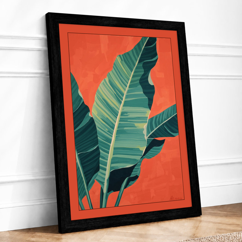 Tropical Leaves Rising Botanical - Print, Black, A4 - 29.7 x 21.0 cm