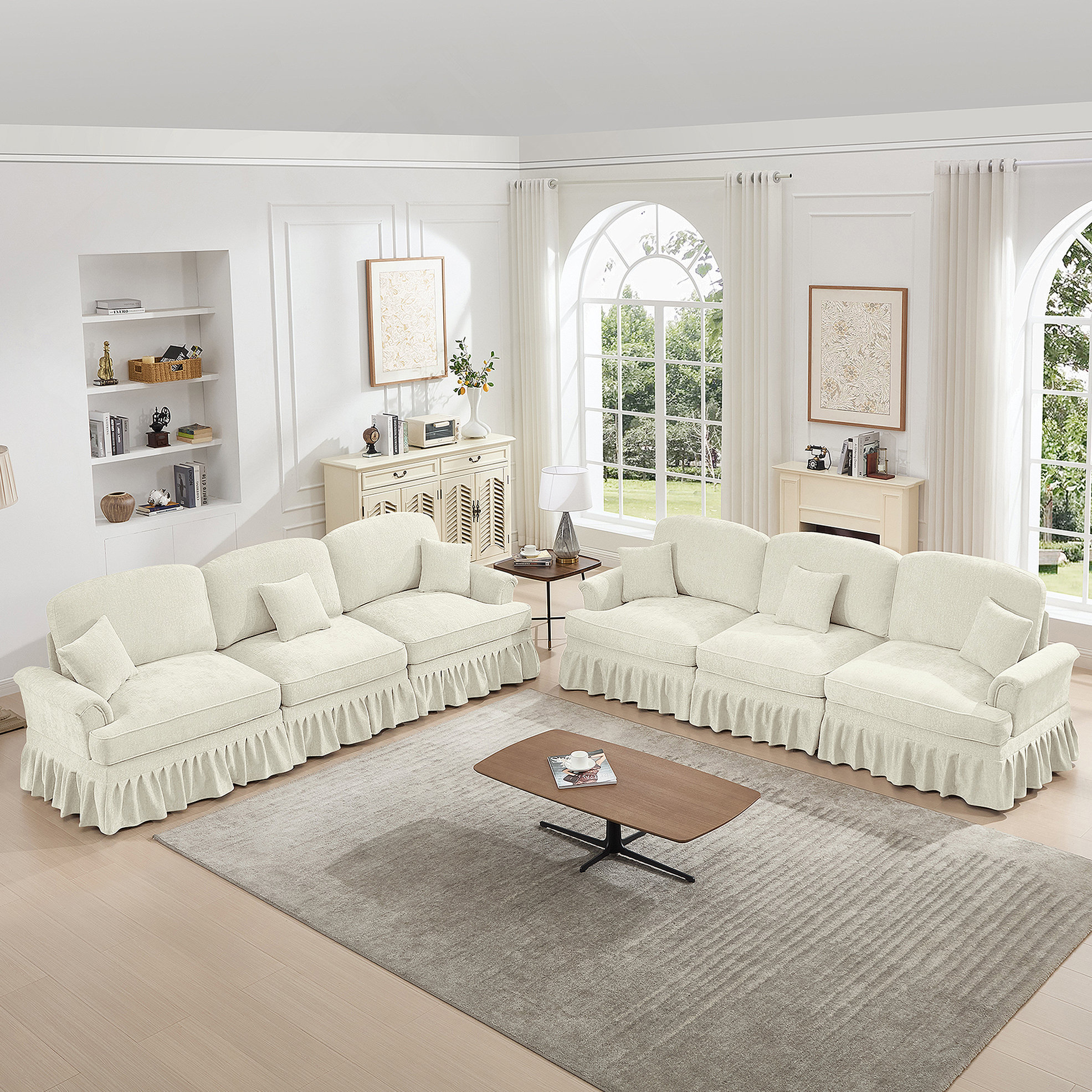 Red Barrel Studio Classic Sleeper Sofa With Removable Ruffles And ...