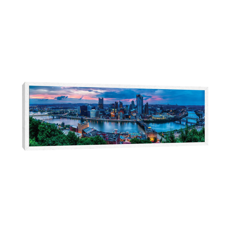Skyline Panorama of Pittsburgh Viewed from Mount Washington 1 Piece Panoramic Wall Art on Canvas, 30.48 cm H x 91.44 cm W