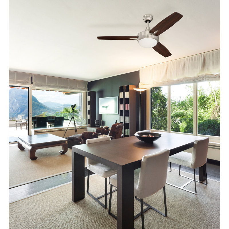 Targas 52'' Ceiling Fan with LED Lights, Brushed Polished Nickel/Brushed Nickel Blade