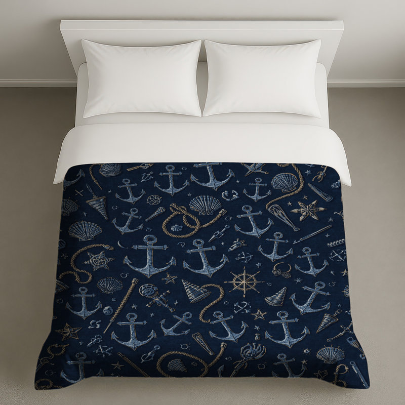 Nautical Anchor Pattern Duvet Covers, Twin