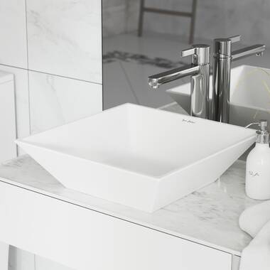 Swiss Madison St. Tropez White Ceramic Wall-mount Rectangular Modern Bathroom  Sink (23.62-in x 16.54-in) at